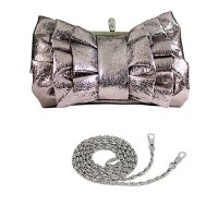 Evening Bag - Ruffled w/ Linear Beads – Pewter – BG-444MPT